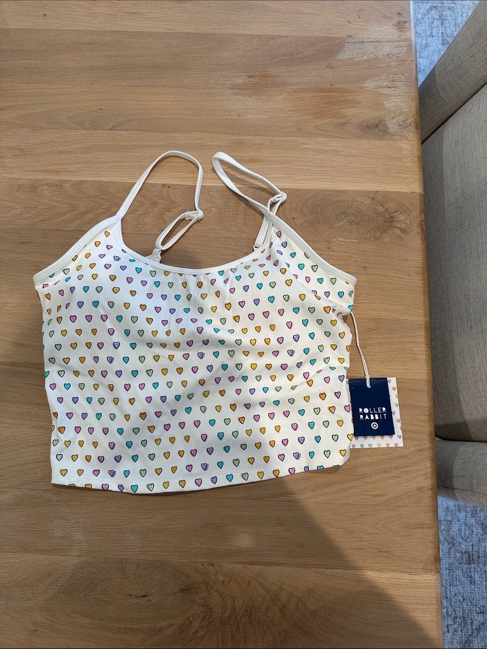 Roller Rabbit White Multicolor Heart Print Crop Tank